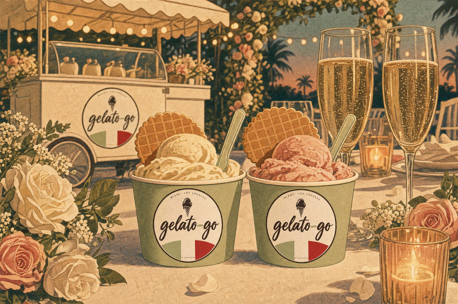Wedding table detail with two gelato cups